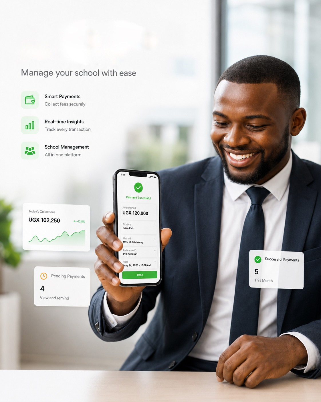 African school administrator using SmartPay dashboard